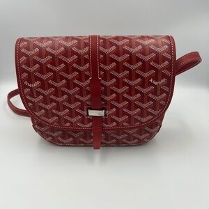 Preowned GOYARD  Goyardine Belvedere II PM Messenger Bag Red